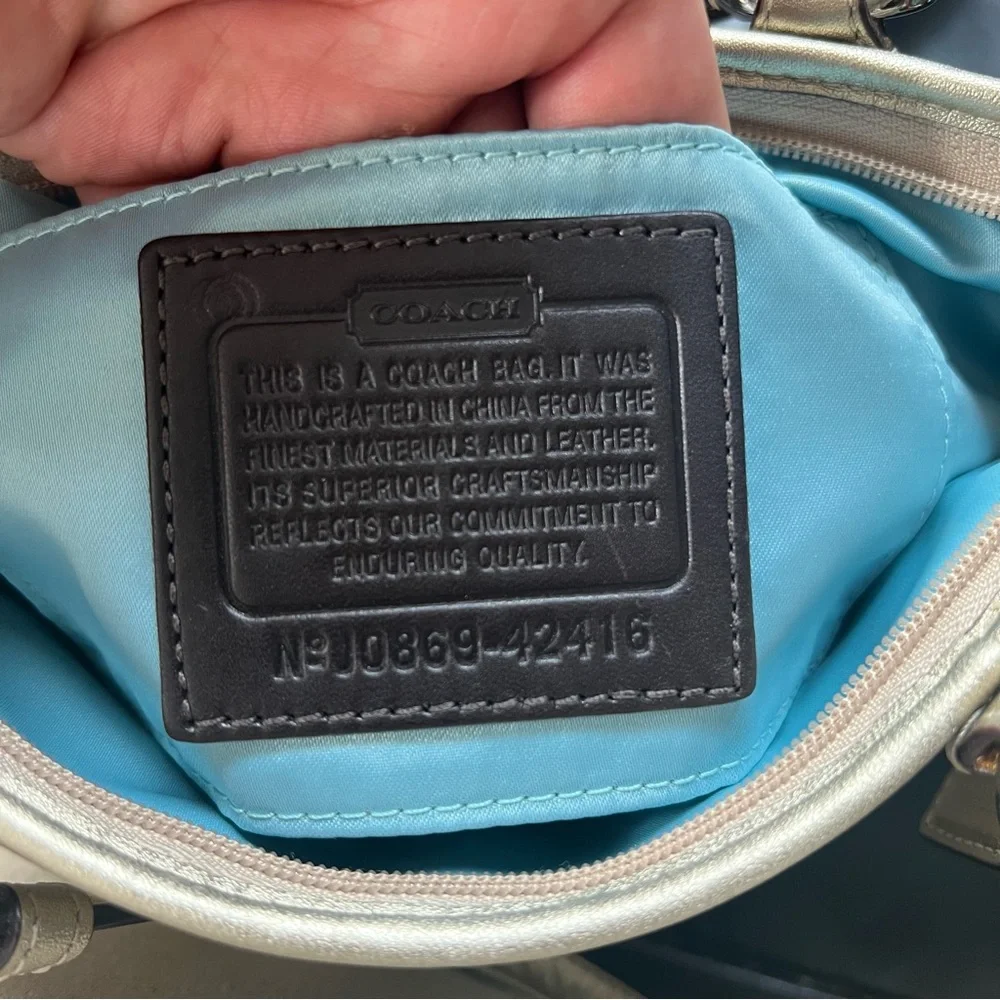 Vintage Coach Leah Metalic Gold Leather Mini‎ Tote